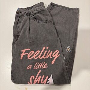 ELF SACK Disney Tigger Piglet Jeans Grey Washed Denim Graphic Print Pants